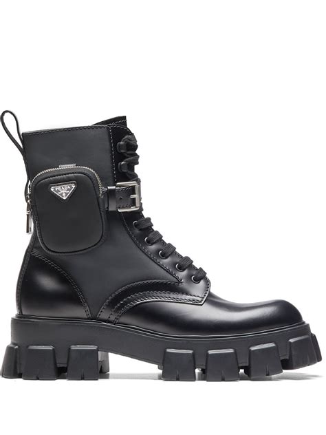 prada boots knee|Prada ankle pouch combat boots.